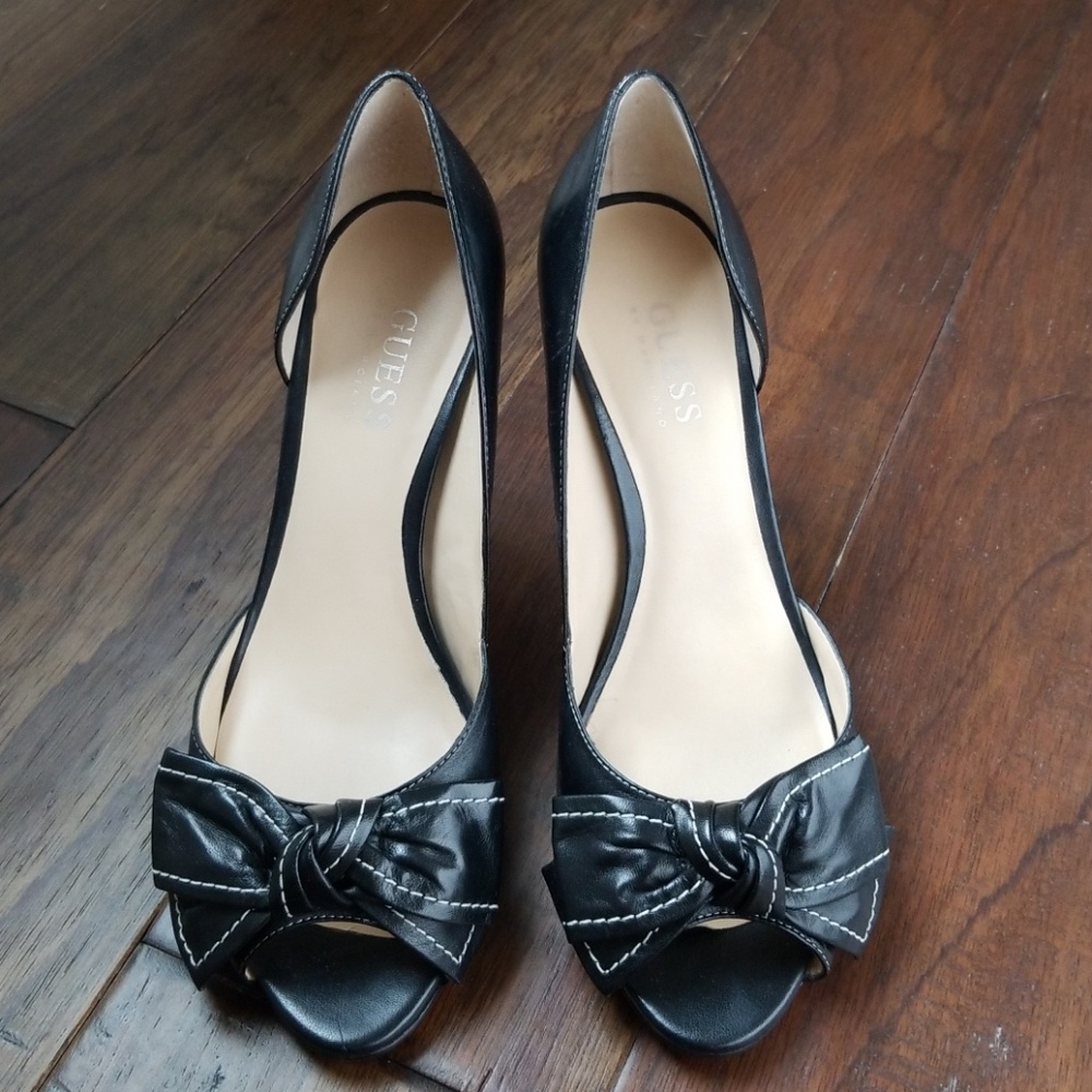 Guess by Marciano Black Peep Toe with Bow
